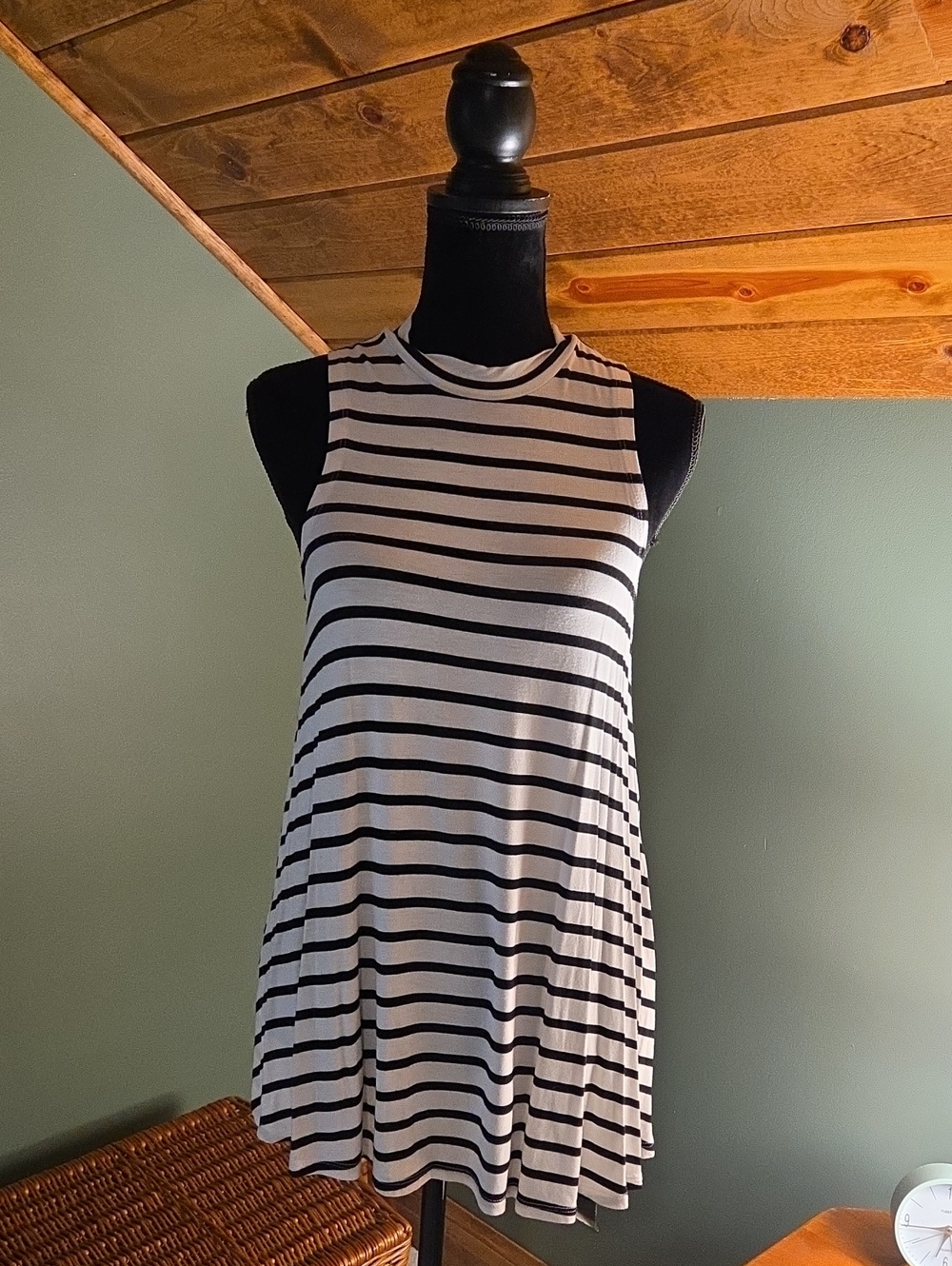 love, Fire Black & White Striped Swing Tank